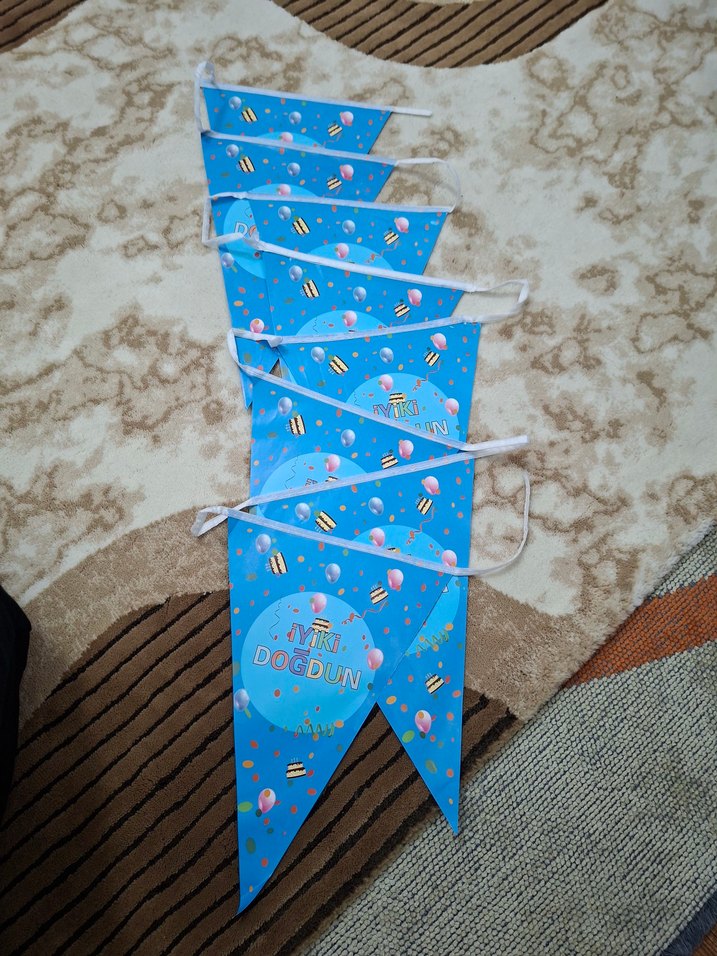 Renkli Mavi Doğum Günü Flaması - Görsel 3