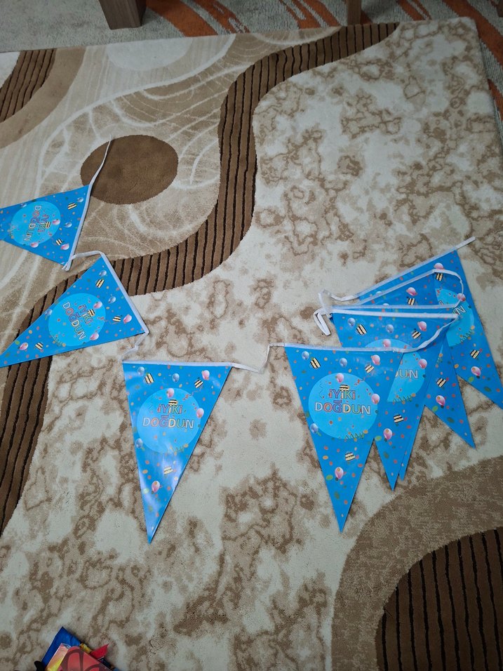 Renkli Mavi Doğum Günü Flaması - Görsel 5