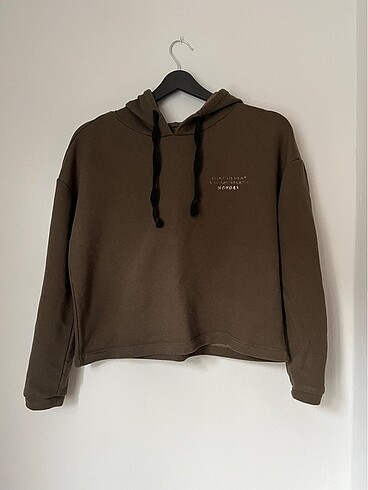 Haki Kapüşonlu Sweatshirt
