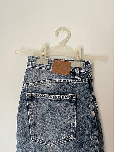 Pull and Bear P&B Koyu Mavi Yüksek Bel Mom Fit Jean XL