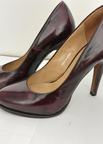 36 Beden Bordo Rugan Deri Stiletto Topuklu Kadın Ayakkabı