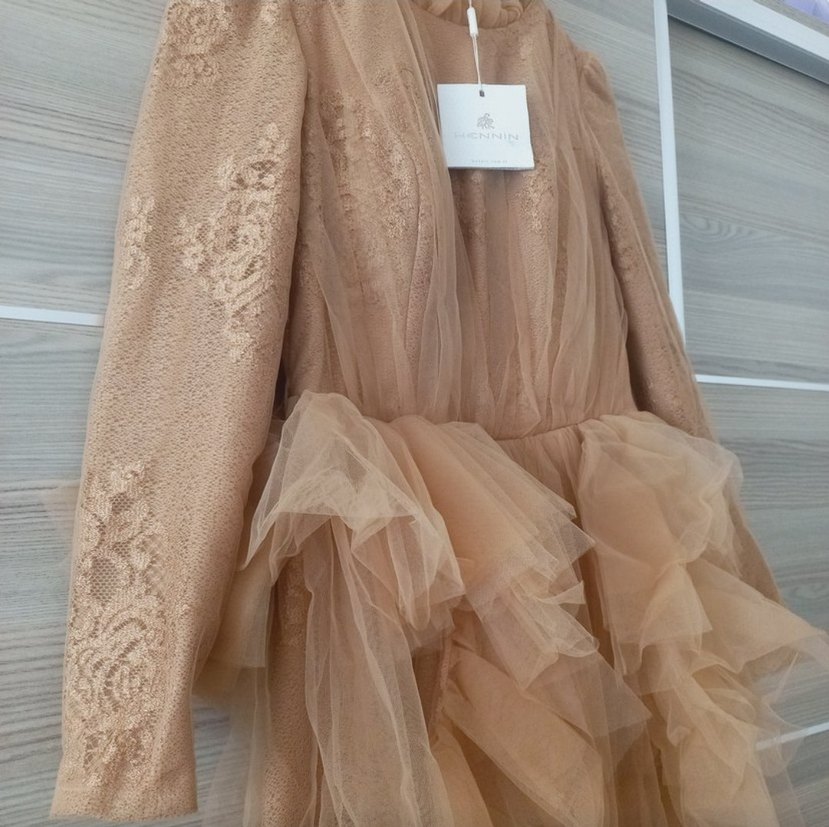 Uzun Kollu Kadın Abiye Elbise - Görsel 3