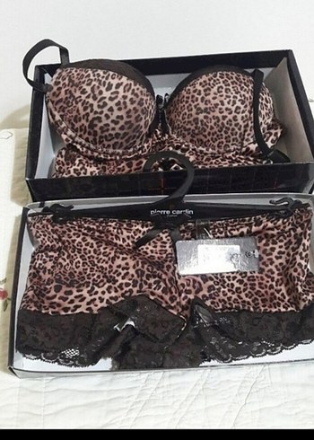 Leopar Desenli Kahverengi Mini Sütyen Takımı