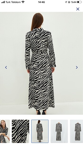 Gömlek yaka zebra desen elbise