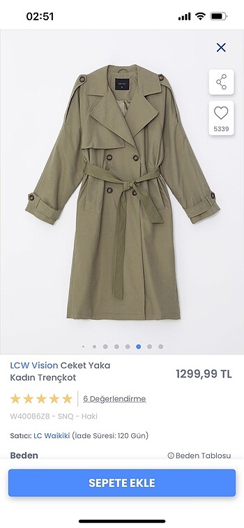 Lcw haki trençkot