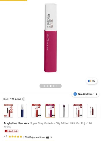 Maybelline Super Stay Mat Likit Ruj 120 Artist