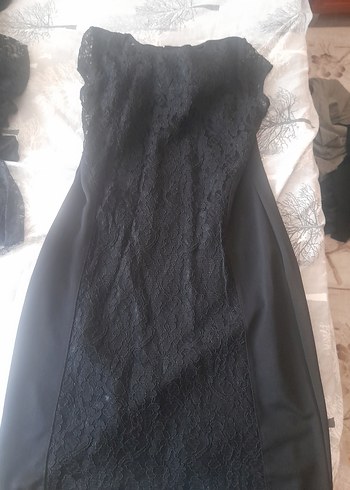 Diğer Siyah Dantel Detaylı kısa elbise