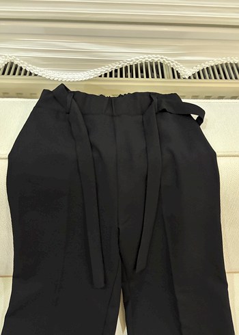 s Beden siyah Renk Kadın Siyah Kemerli Kumaş Pantolon