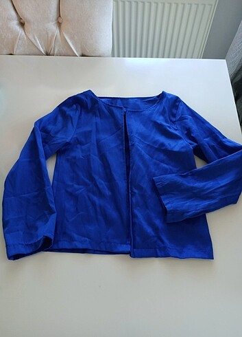 Saks mavisi kumaş ceket 