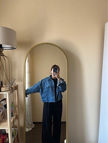 l Beden Mavi Denim Ceket