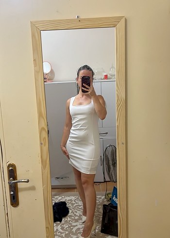Beyaz Straplez Mini Elbise