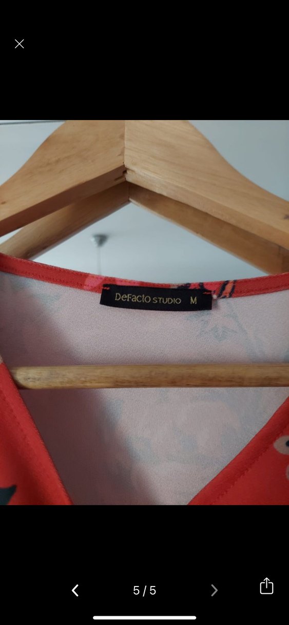 Kırmızı Çiçekli V Yaka Bohem Elbise - Görsel 4