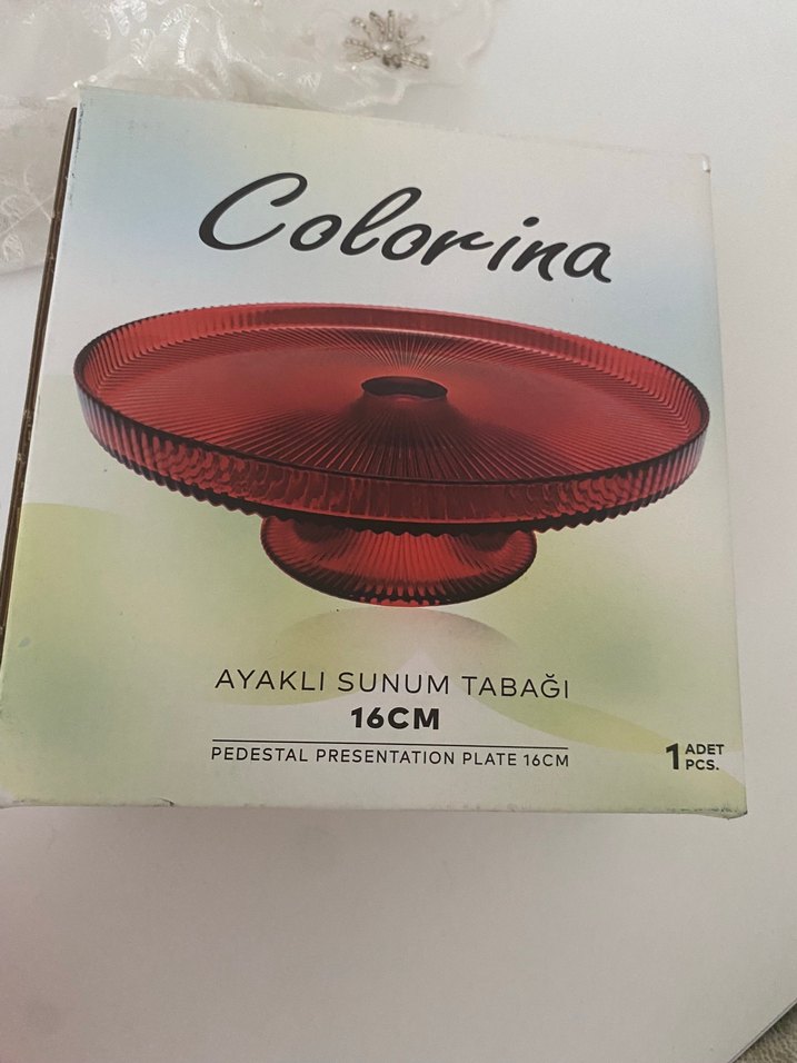 16 cm Ayaklı Kırmızı Sunum Tabağı - Görsel 4