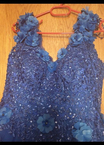 Mavi Dantel Çiçek Desenli nişanlık - Görsel 3