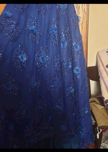 Mavi Dantel Çiçek Desenli nişanlık - Görsel 5