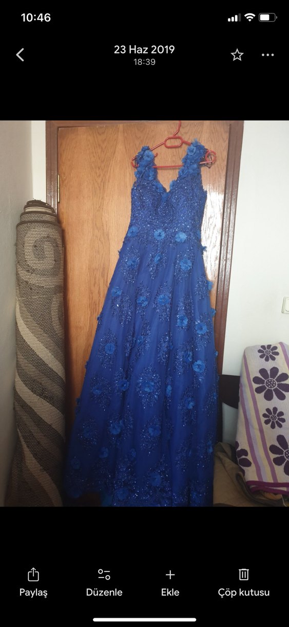 Mavi Dantel Çiçek Desenli nişanlık - Görsel 4