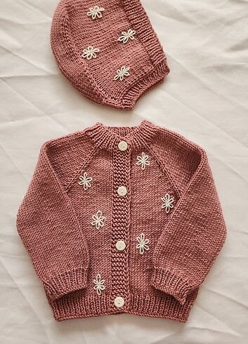Bebek hırka şapka set