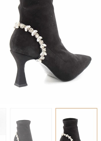 Siyah Süet Stiletto streç Bot - Görsel 4