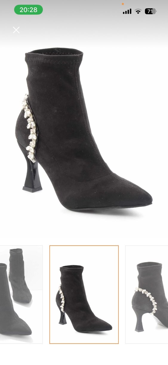 Siyah Süet Stiletto streç Bot - Görsel 3