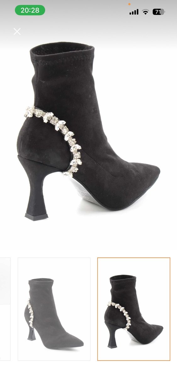 Siyah Süet Stiletto streç Bot - Görsel 4