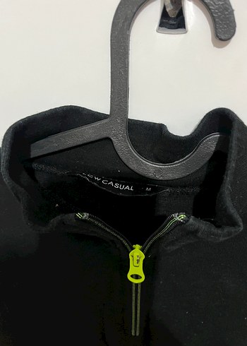 Yarım Fermuarlı Siyah Kadın Sweatshirt tunik - Görsel 2