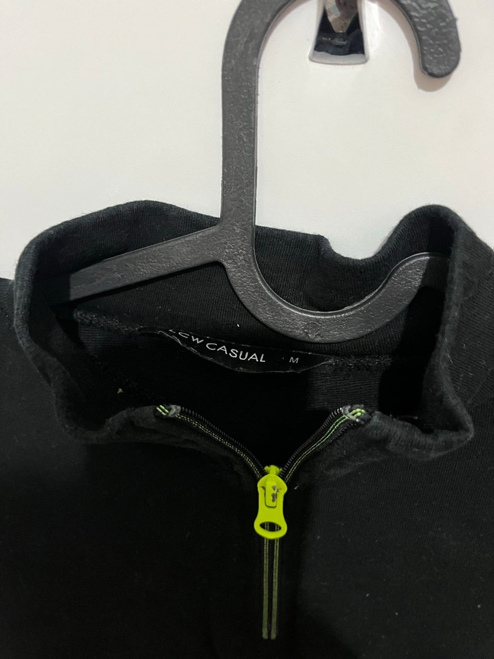 Yarım Fermuarlı Siyah Kadın Sweatshirt tunik - Görsel 2