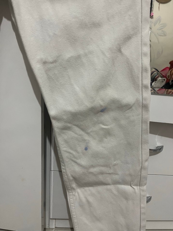 Beyaz Midi Boy Kadın Kot Pantolon - Görsel 3