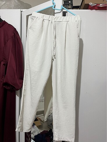 Ayrobin kumaş beyaz pantalon