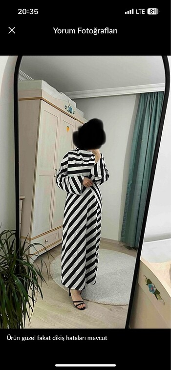Çizgili tesettür elbise