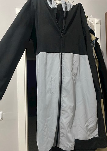 Gri Siyah Fermuarlı UzunCeket - Görsel 2