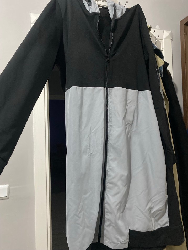 Gri Siyah Fermuarlı UzunCeket - Görsel 2