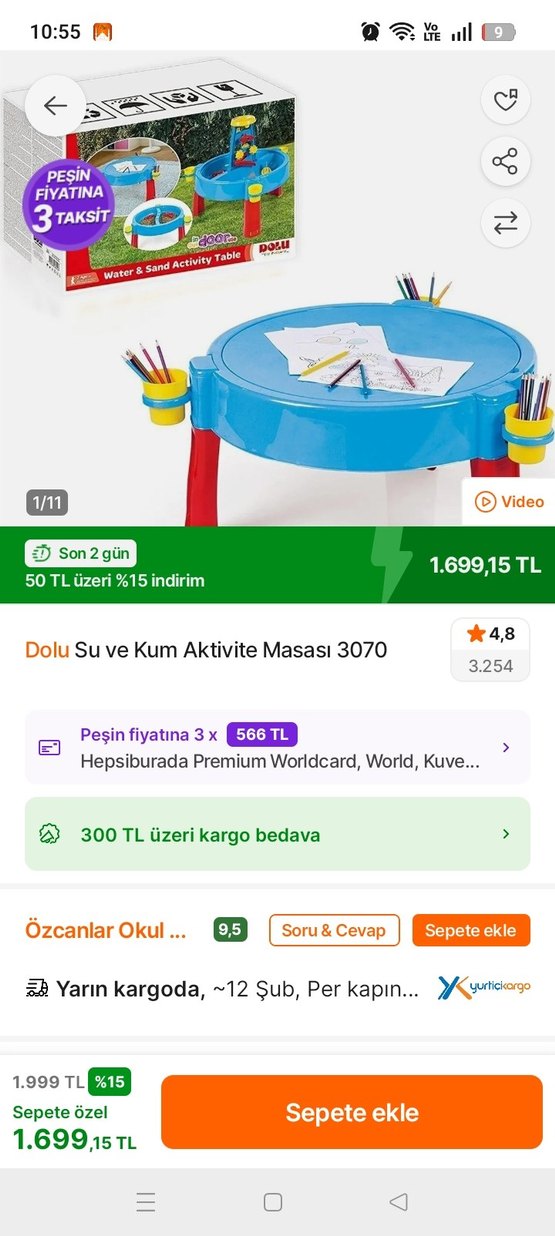 Renkli Mavi Su ve Kum Aktiviteli Masa - Görsel 4