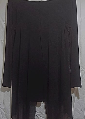 Uzun Kollu Siyah Pileli Kadın Tunik - Görsel 2