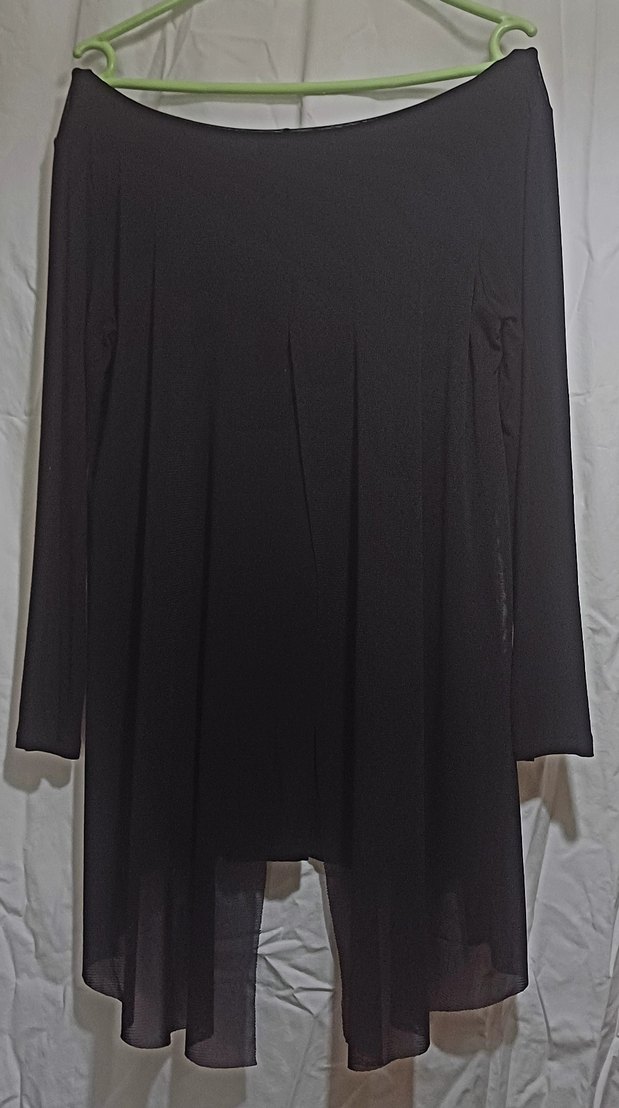 Uzun Kollu Siyah Pileli Kadın Tunik - Görsel 2