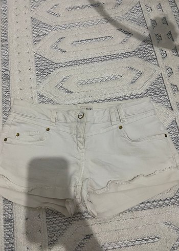 Kadın Beyaz kot Mini Şort