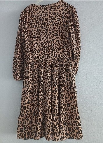 l Beden Leopar desenli elbise