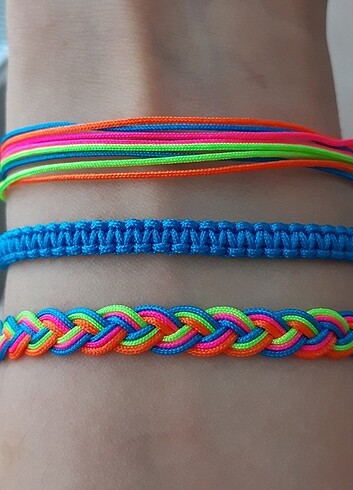Neon Renklerle Makrome Bileklik 3lü