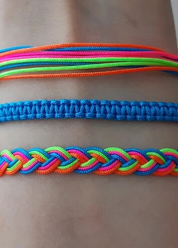 Neon Renklerle Makrome 3lü Bileklik 
