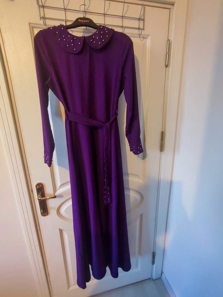 Uzun Mor Kadın Elbise - Görsel 2