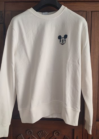 Beyaz Mickey Mouse Baskılı Kadın Sweatshirt