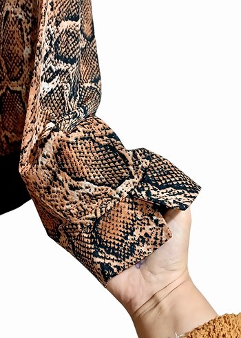 Yılan Desenli Kruvaze Bady Suit - Görsel 5