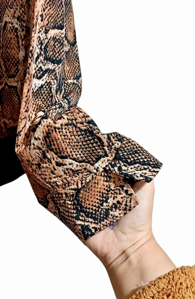 Yılan Desenli Kruvaze Bady Suit - Görsel 5