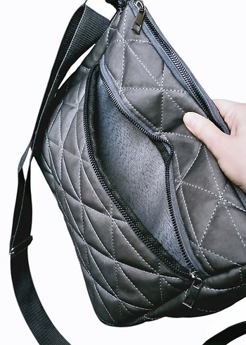 Gri Kapitone Çanta - Görsel 4