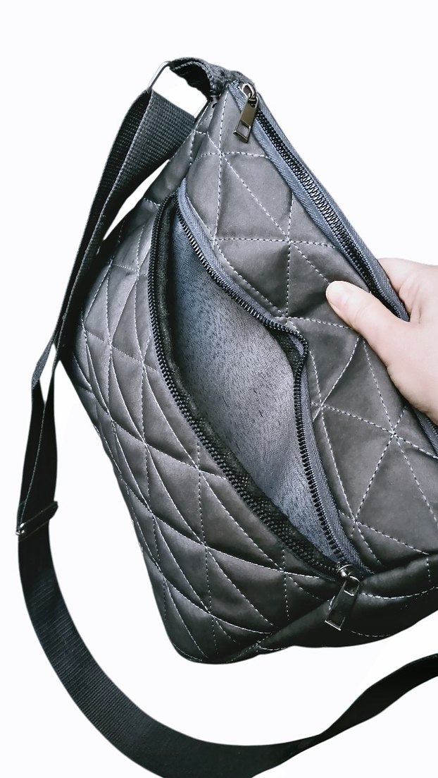 Gri Kapitone Çanta - Görsel 4