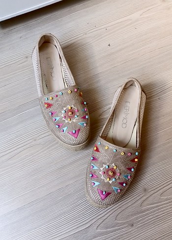 Derimod Boncuk İşlemeli Çok Renkli Dolgu Topuk Espadril - Görsel 6