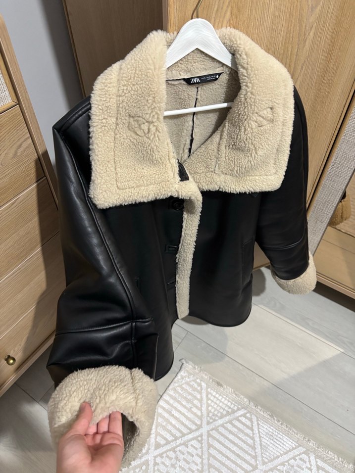 Zara deri biker ceket - Görsel 4