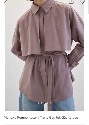 Manuka Pembe Kuşaklı Trenç Gömlek - Görsel 2