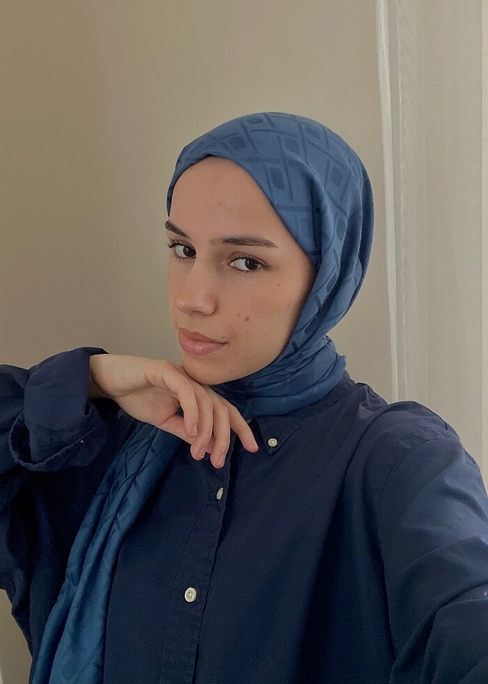 Freshscarfs Kazayağı jakarlı şal gece mavisi - Görsel 3