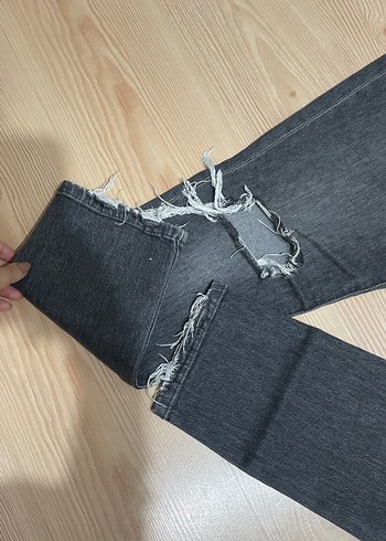 H&M Kadın Gri Regular Fit Midi Kot Pantolon
