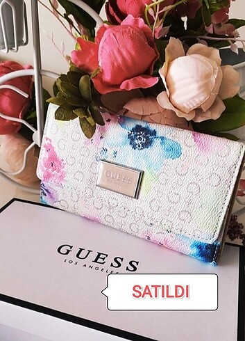 Orijinal Guess Çok Şık Çiçek Desenli Yeni Cüzdan 